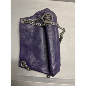 Michael KORS Jet Set Damson/Deep Purple Pebbled Leather Shoulder Bag With Chain